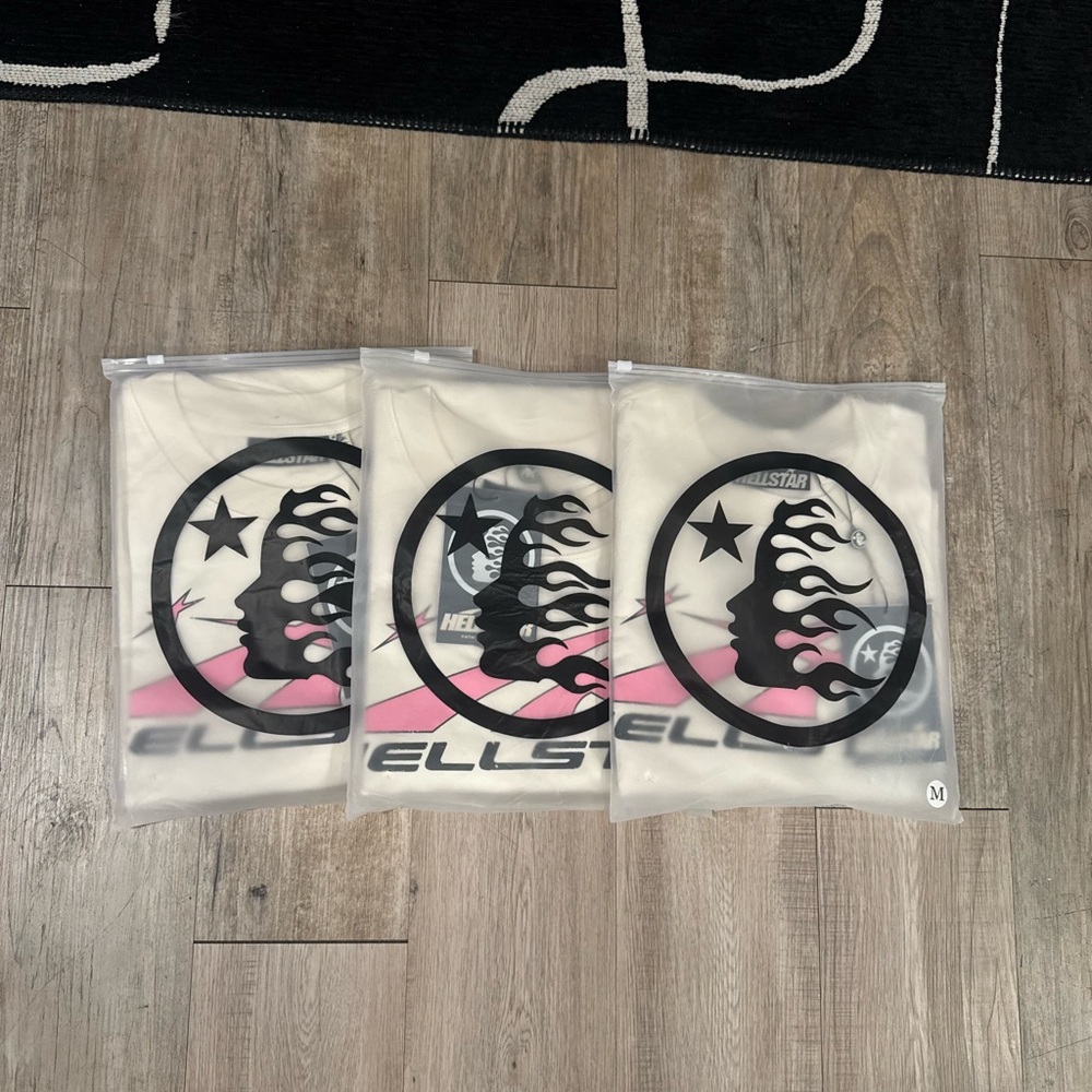 Hellstar White and Black Graphic T-Shirts